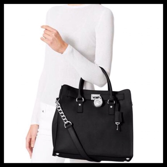 Michael Kors Hamilton Large Tote Black And Silver - Picture 6 of 6